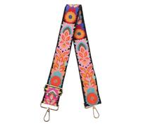 HANABASS Sangle de Paquet à Bandoulière Brodée Motif Floral, Polyester Réglable, pour Femmes, Usage Quotidien et Instruments de Musique, Style Rétro, Longueur Ajustable Noire