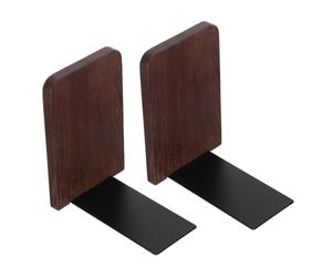HANABASS Serrage-Livres Verticaux 2 Pièces en Bois Marron | Panneaux Épais Modulaires, Structure Verticale à Compartiments Multiples, Finition Lisse Polie, pour Étude Maison