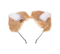 HANABASS Serrage-Tête Oreilles de Chat en Peluche Couleur Beige Clair Serrage-Tête Kawaii en Fourrure Douce pour Femme Accessoire Cosplay et Déguisement Fête Léger et Confortable pour