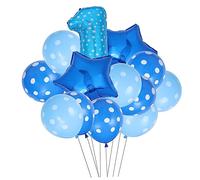 HANABASS Set de Ballons Décoratifs pour Anniversaire Garçon Fille avec Chiffres et Motifs Couronne Bleu pour Fête Garçon Fille et Première Année Facile à Gonfler et