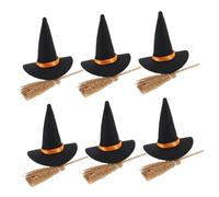 HANABASS Set de Décoration Mini Chapeaux de Sorcière et Balais Feutre pour Halloween Kit Créatif pour Table Étagère et Petits Espaces Chapeaux Balais