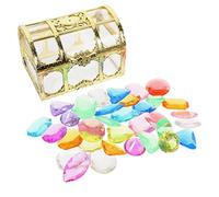 HANABASS Set de Jouets de Plongée Gemmes Colorées Acrylique avec Coffre Au Trésor Pirate Jouets Piscine pour Tout Petits Décoration et Anniversaire