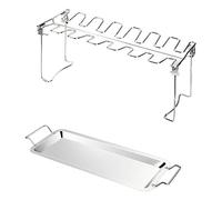 HANABASS Support Acier Inoxydable pour Cuisses et de Poulet avec Plateau Rack à BBQ Pliable pour Grillades et Rôtisserie pour Vos Réunions et Pique