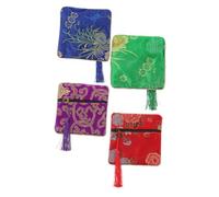 HANABASS Support de Rangement pour Médiators de Guitare 4 Pièces en Coton et Polyester Fermeture Éclair, Pochette Chic et Élégante pour Accessoires Guzheng Couleur Aléatoire