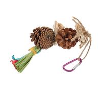 HANABASS Suspendu pour Perroquets de Pin Naturel Accessoire de Cage Décoratif avec Balançoire et Gland à Mâcher pour Oiseaux Support de pour Calopsittes et Conures