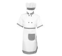 HANABASS Tablier et Toque de Chef pour Tout-Petit Déguisement Cuisine Poche Taille 140 Motif Gris à Carreaux Costume de Chef Garçon et Filles pour Jeux de Rôle et Activités Culinaires