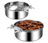 Hanabitx Bols pour chiens en lot de 2, bol pour chiens et bol à eau en acier inoxydable, bols pour chiens suspendus pour niche en cage, résistants déversements