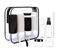 Hanabitx Lot de 15 bouteilles de voyage pour articles de toilette anti-fuite - Accessoires de voyage - Noir et blanc