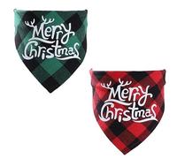 Hanabitx Lot de 2 bandanas de Noël classiques pour chien, chat, animal domestique, foulard, costume d'animal de compagnie, pièces de rechange pour chien, chat, animal de compagnie - M