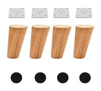 Hanabitx Lot de 4 pieds pour meubles coniques en bois de 4 pouces, pour canapé rond, solide, non fini, mi-siècle, de rechange pour canapé