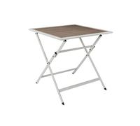 HANAE - Table Pliante de Jardin Carrée en métal et Verre Décor Imitation Bois -