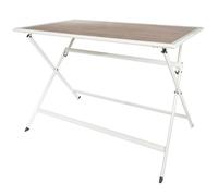 HANAE - Table Pliante de Jardin Rectangle en Métal et Verre Décor Imitation Bois