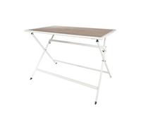 HANAE - Table Pliante de Jardin Rectangle en Métal et Verre Décor Imitation Bois -