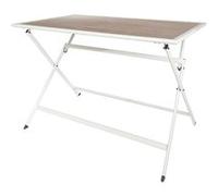 HANAE - Table Pliante de Jardin Rectangle en Métal et Verre Décor Imitation Bois -