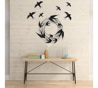 Hanah Home Accessoire de décoration en métal peint à la main, 79 x 8 x 79 cm, 100% métal (0,8 mm), lot de 6 oiseaux (3 grands et 3 petits), décoration d'intérieur unique accent