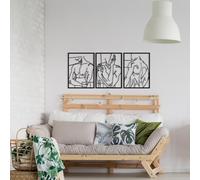 Hanah Home Accessoire mural décoratif élégant en métal noir, 114 x 50 cm, 100% métal, épaisseur 1,2 mm, parfait pour la décoration intérieure moderne et l'affichage d'art