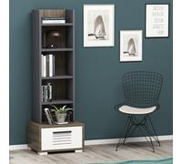 Hanah Home Bookshelf, Noyer Blanc Anthracite, Taille Unique