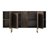 Hanah Home - Buffet en aggloméré pieds en métal Luxe noyer et doré Noyer et doré G