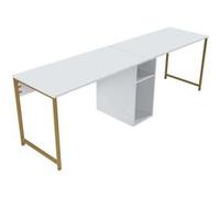 Hanah Home - Bureau 2 places en aggloméré Twin blanc, doré Blanc, Doré G