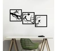 Hanah Home Élégant accessoire mural décoratif en métal (3 pièces) - Noir - 45 x 45 cm - Corps en métal durable de 1,5 mm - Parfait pour la décoration intérieure moderne et l'affichage d'art