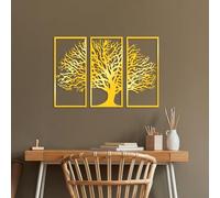 Hanah Home Élégant accessoire mural décoratif en métal doré (3 pièces) 32 x 69 cm | Corps en métal durable de 1,5 mm | Parfait pour la décoration d'intérieur moderne et les intérieurs élégants