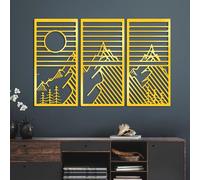 Hanah Home Élégant accessoire mural décoratif en métal doré (3 pièces) 80 x 40 cm, épaisseur 1,5 mm | Décoration d'intérieur élégante pour salon et bureau | Design en métal durable