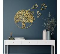 Hanah Home Élégant accessoire mural décoratif en métal doré, 61 x 56 cm, 100% métal (1,5 mm d'épaisseur), parfait pour la décoration d'intérieur moderne, facile à suspendre au mur