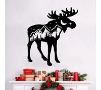 Hanah Home Élégant accessoire mural décoratif en métal, noir, 60 x 69 cm, 100% métal, 1,5 mm d'épaisseur, montage mural facile, parfait pour la décoration d'intérieur moderne