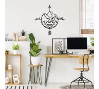 Hanah Home Élégant accessoire mural décoratif en métal, noir, 70 x 70 cm, 100% métal (1,5 mm d'épaisseur), montage mural facile, parfait pour la décoration d'intérieur moderne