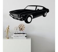 Wallity, Chevrolet Chevelle SS 1969 Malibu, Accessoire mural décoratif en métal, noir, 100 % METAL, 60 x 28 cm