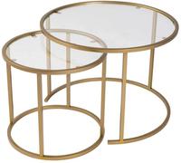 Hanah Home Elegant Lot de 2 Tables à café Doré et Transparent 60 x 60 x 43 cm Verre trempé 4 mm Cadre 100% métal Élégant et Durable pour Les espaces de Vie Modernes