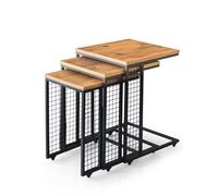 Hanah Home Elegant Lot de 3 Tables de Nidification en pin 100% mélamine, épaisseur 18 mm, Parfait pour Les Salons Modernes et Les Bureaux