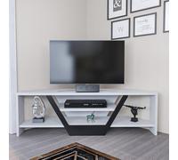 Hanah Home Élégant Meuble TV, 120 cm de Large, Blanc et Noir, Panneau de Particules 100% mélaminé, épaisseur 18 mm, Design Moderne pour Salon et espaces de Divertissement