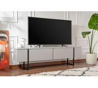 Hanah Home Élégant meuble TV, gris et noir, 180 x 50 x 29,5 cm, 100 % mélamine, épaisseur 18 mm, design moderne pour salon et espaces de divertissement
