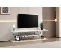 Hanah Home Élégant Meuble TV, Travertine Noir, 120 x 33 x 30 cm | Panneau en Particules 100% mélamine et Cadre en métal | Montage Mural, Design élégant en marbre