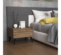 Hanah Home Élégant Stand de Nuit en Noyer, 60 x 40 x 45 cm, chipboard 100% épaisseur, tiroir MDF de 26 mm avec Couvercle, Rangement élégant pour Chambres Modernes