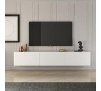Hanah Home Élégant Support TV Blanc, 150 cm x 30 cm x 32 cm | Chipboard 100% mélamine | Design Moderne pour Salon et espaces de Divertissement