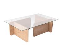 Hanah Home Élégante Table à café en chêne 105 x 65 x 30 cm | Dessus en 100% Verre trempé, 100% Panneau en Particules de mélamine, épaisseur 18 mm, Design Moderne pour Salon