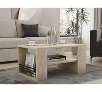 Table basse en bois "Iris" - 80 x 50 x 40 cm - Travertin