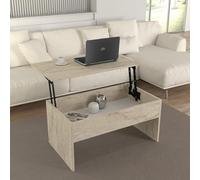 Hanah Home Élégante Table à café, Travertine, 90 x 52 x 45 cm, 100% mélamine, épaisseur 18 mm, Design élégant en marbre pour espaces de Vie Modernes