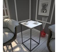 Hanah Home Élégante Table latérale, Blanche, 35 x 62 x 35 cm, 100% mélamine, épaisseur 18 mm, Pieds en métal Durable, Parfait pour Les hôtels et Les espaces Modernes