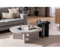 Hanah Home Élégante Table latérale Grise - 42 cm x 49 cm x 42 cm - 100% MDF avec Pieds en Bois - Design Durable et Fonctionnel pour Les espaces de Vie Modernes