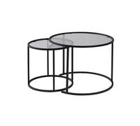 Hanah Home Ensemble de Tables Basses élégantes (2 pièces), Noir et Gris, Verre de sécurité et Cadre en métal | Petite : 42 x 39 x 42 cm, Grande : 60 x 43 x 60 cm | Design Moderne pour Le Salon