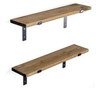Hanah Home - Etagère murale en sapin et métal Made Noir