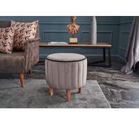 Hanah Home, Lindy- BLC1627, Gris, Pouf classique, %100 Polyester & Velvet