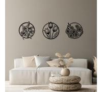 Hanah Home Lot de 3 accessoires muraux décoratifs élégants en métal - 50 x 57 cm - 100% métal - 1,5 mm d'épaisseur - Idéal pour décoration d'intérieur moderne et mur de galerie