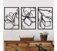 Hanah Home Lot de 3 accessoires muraux décoratifs élégants en métal noir - 30 x 45 cm - 100% métal - 1,5 mm d'épaisseur - Montage mural facile - Parfait pour une décoration moderne