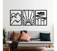 Hanah Home Lot de 3 accessoires muraux décoratifs élégants en métal - Noir - 56 x 42 cm - Corps en métal durable de 1,5 mm - Parfait pour la décoration d'intérieur moderne et les murs d'accentuation