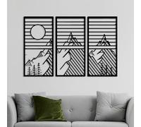 Hanah Home Lot de 3 accessoires muraux décoratifs élégants en métal - Noir - 80 x 40 cm - Corps en métal durable de 1,5 mm - Parfait pour la décoration d'intérieur moderne et les espaces de bureau