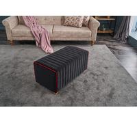 Hanah Home, Mabel- BLC1634, Noir, Pouf classique, %100 Polyester & Velvet